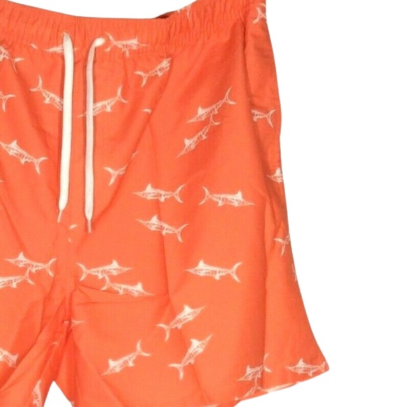 🖤 Old Navy Men Swim Trunks Size XXL Orange White Sharks Pockets Draw String NWT - Picture 3 of 9